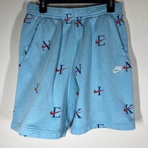 Nike NSW Printed Fleece Shorts Mens Medium All Over Print Blue Pockets Unique